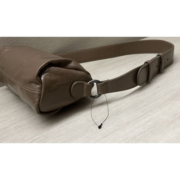 Free People Aurora Taupe Patent Leather Shoulder Baguette Bag Boho Y2K - Picture 6 of 14